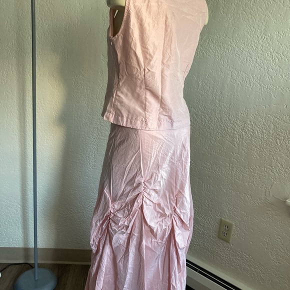 𝅺SUE BLANKINSHIP dusty rose 100% silk crinkled set. MEd/ SM - Picture 6 of 12